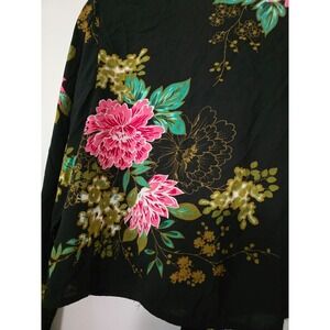 NWT Floral Tie Front Cropped Shrug Whimsigoth Fairycore Witchy Gold Black Pink